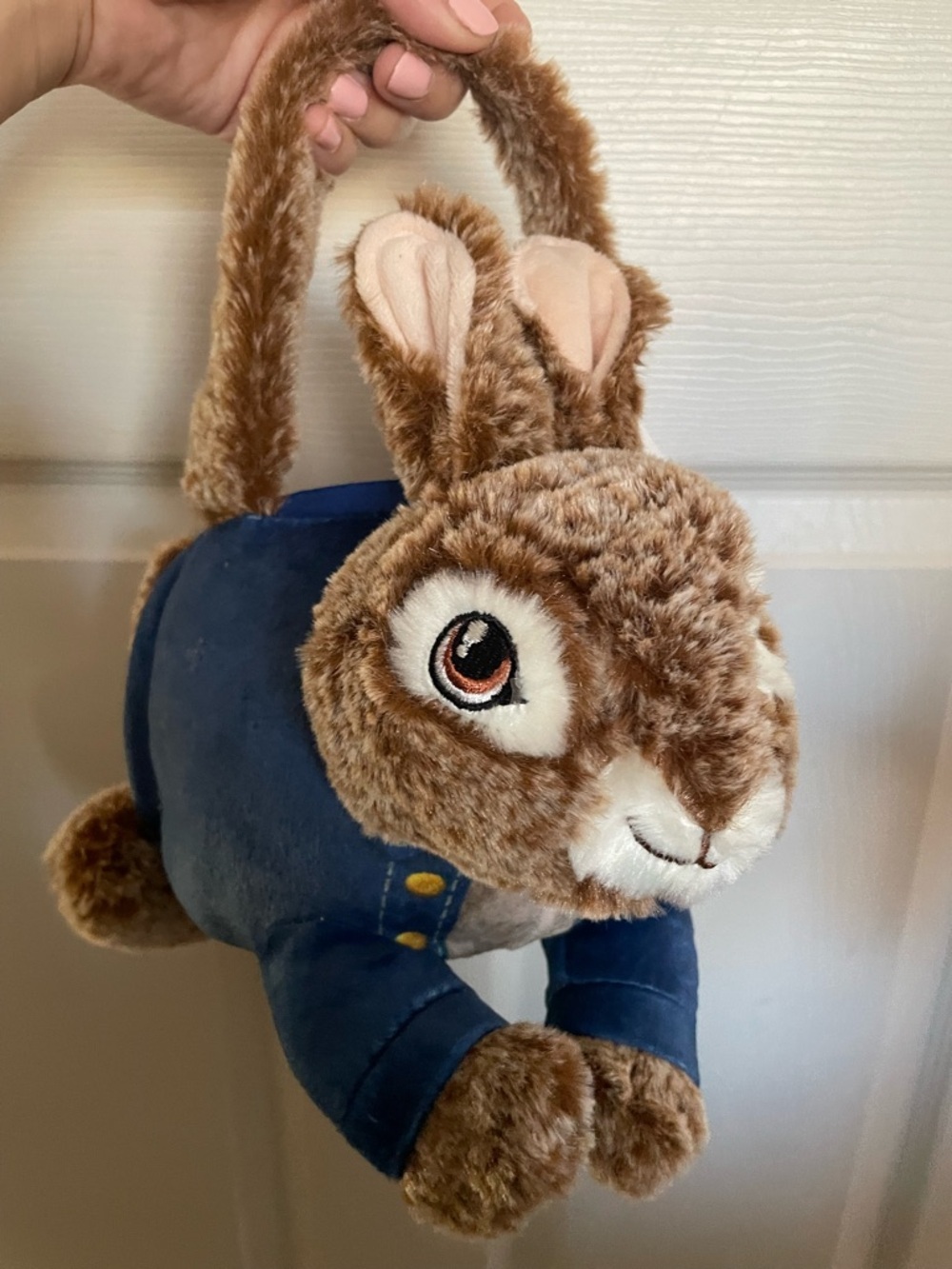 Peter Rabbit Plush Bunny Tote Bag in Brown and Blue - Picture 4 of 8